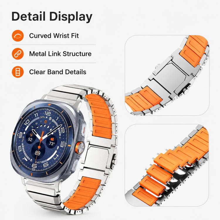 Magnetic Buckle Titanium Metal Hybrid Silicone Watch Band, For Galaxy Watch Ultra 2026-2024