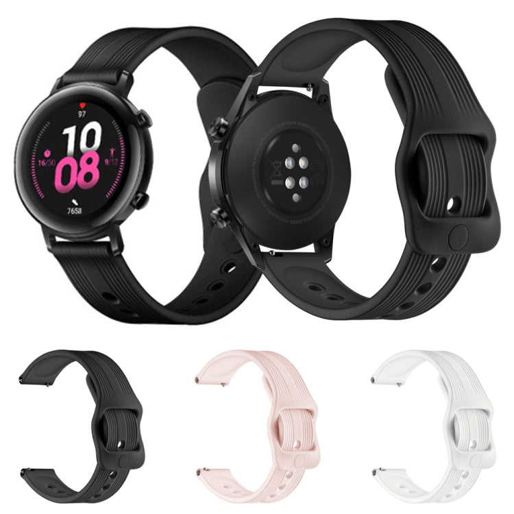 20mm For Huawei Watch GT2 42mm / Galaxy Watch Active 2 / Huami GTS/GTR 42MM Silicone Strap with Japanese Buckle