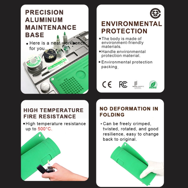 BAKU BA-692 2 In 1 Microscope Maintenance Insulation Pad Aluminum Alloy Silicone Work Mat
