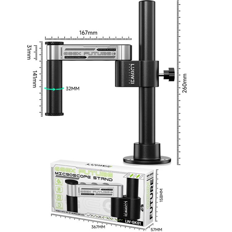 32mm Microscope Swing Arm Metal Universal Lifting and Stacking 360 Degree Single Arm Fixed Repair and Inspection Stand, LUOWEI GK01
