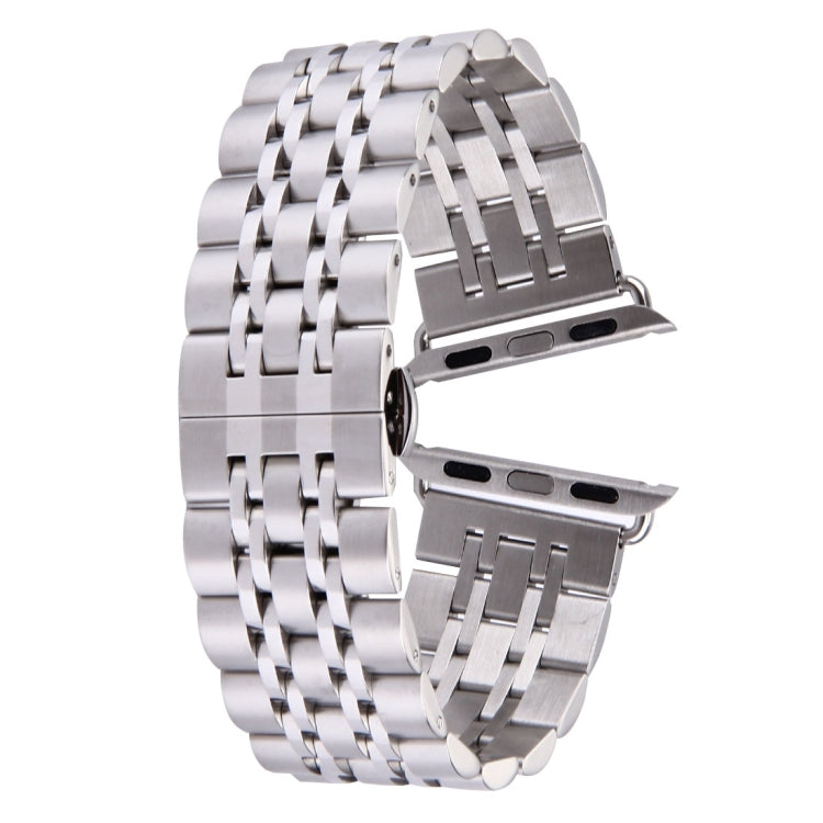 20mm Women Hidden Butterfly Buckle 7 Beads Stainless Steel Watch Band For Apple Watch 38mm(Silver Gold), 20mm Women