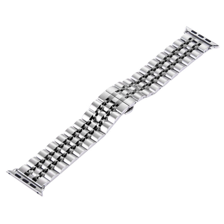 Hidden Butterfly Buckle 7 Beads Stainless Steel Watch Band For Apple Watch 42mm(Silver Gold), 20mm Women