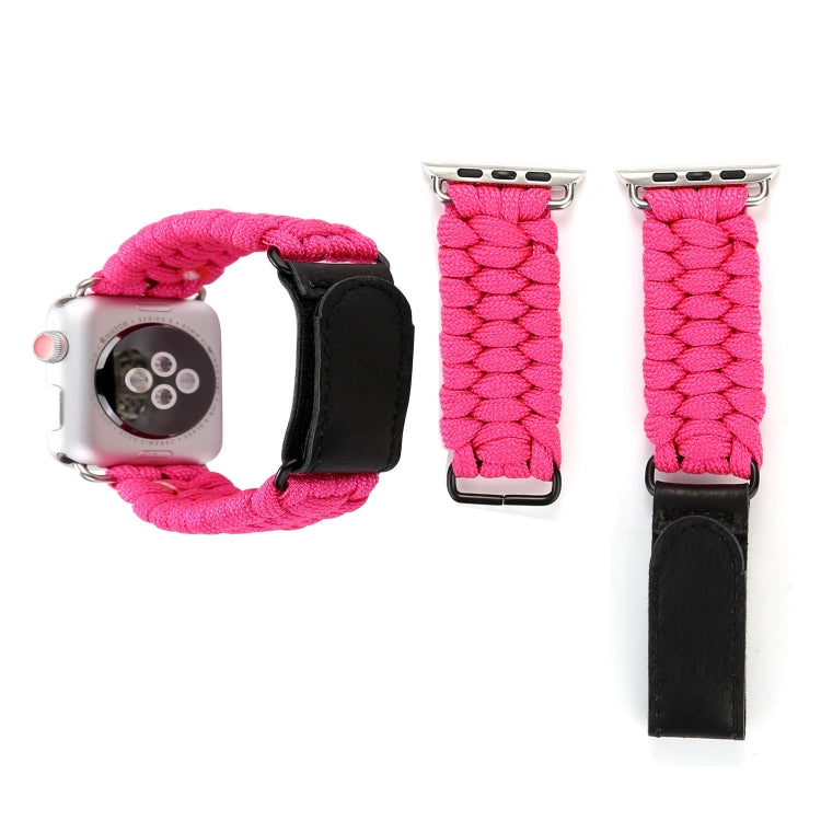 Magic Paste Genuine Leather Umbrella Rope Nylon Watch Band with Stainless Steel Buckle for Apple Watch Ultra 49mm / 46mm / 45mm / 44mm / 42mm