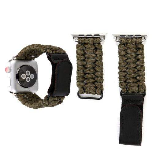 Magic Paste Genuine Leather Umbrella Rope Nylon Watch Band with Stainless Steel Buckle for Apple Watch Ultra 49mm / 46mm / 45mm / 44mm / 42mm