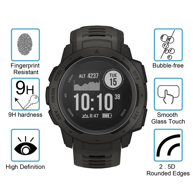 2 PCS ENKAY Hat-Prince 0.2mm 9H 2.15D Curved Edge Tempered Glass Film for Garmin Instinct Intelligent Sports Watch, 2 PCS Garmin Instinct