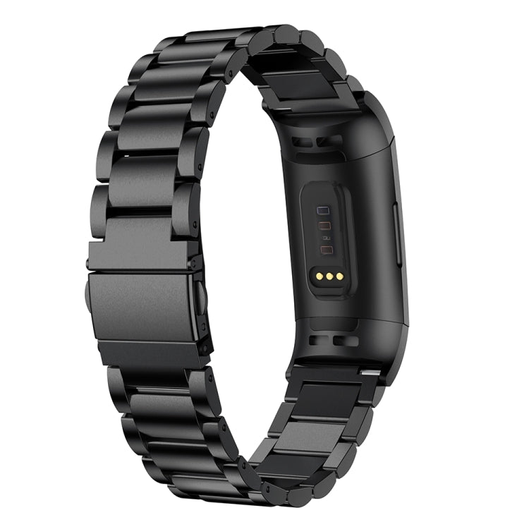 Three Beads Slingshot Buckle Solid Stainless Steel Watch Band for Fitbit Charge 3