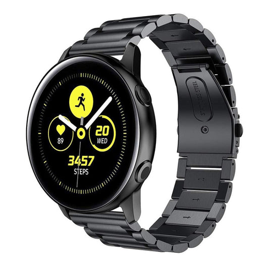 3-Beads Slingshot Buckle Solid Stainless Steel Watch Band for Galaxy Watch Active 20mm