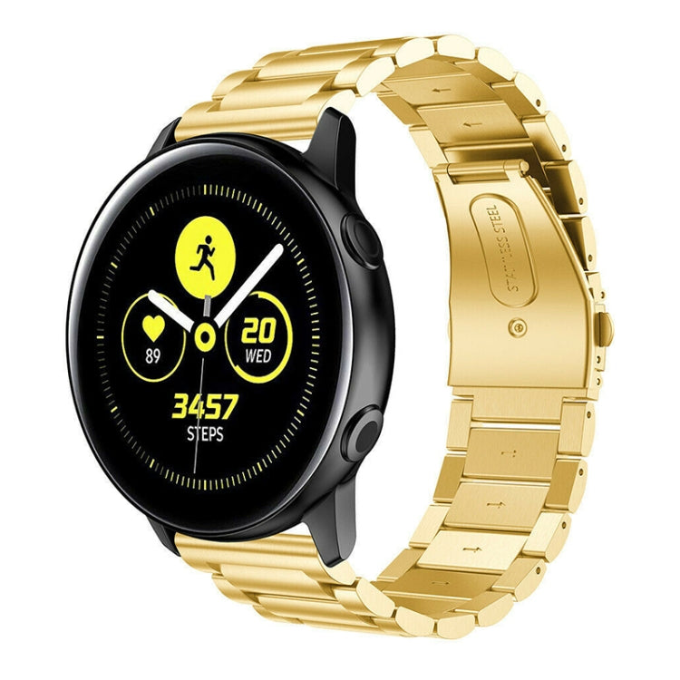 3-Beads Slingshot Buckle Solid Stainless Steel Watch Band for Galaxy Watch Active 20mm