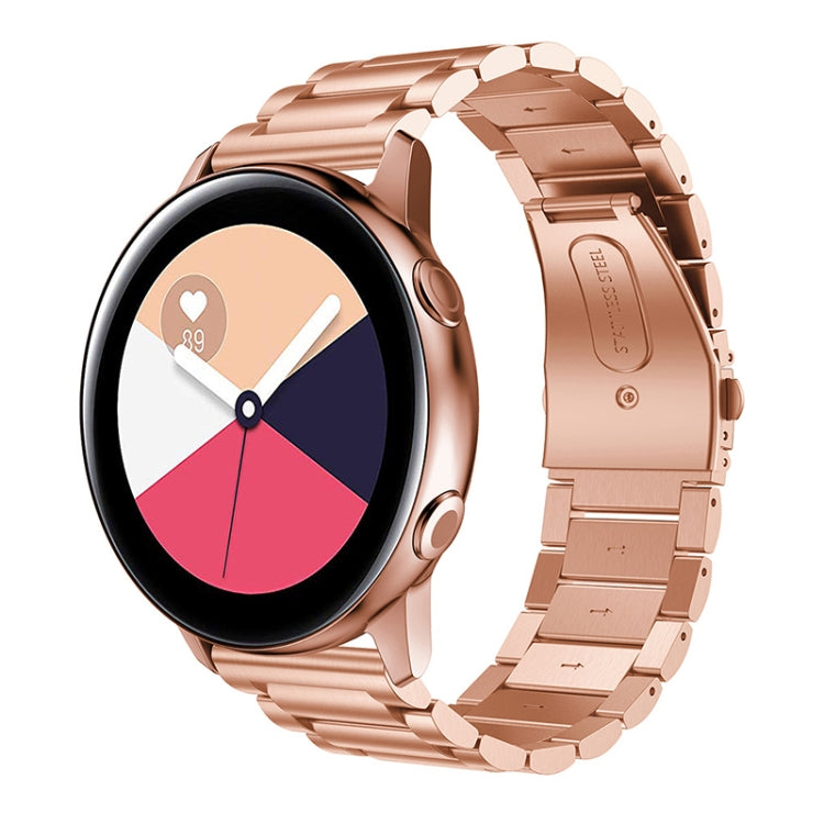 3-Beads Slingshot Buckle Solid Stainless Steel Watch Band for Galaxy Watch Active 20mm