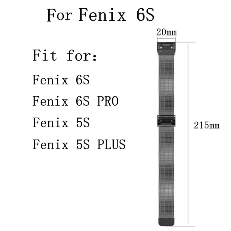For Garmin Fenix 6S Milanese Watch Band, For Garmin Fenix 6S