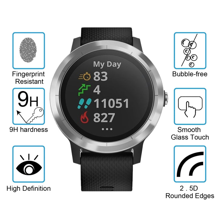 2 PCS ENKAY Hat-Prince 0.2mm 9H 2.15D Curved Edge Tempered Glass Film for Garmin Vivoactive 3 trainer, 2 PCS Garmin Vivoactive 3 trainer