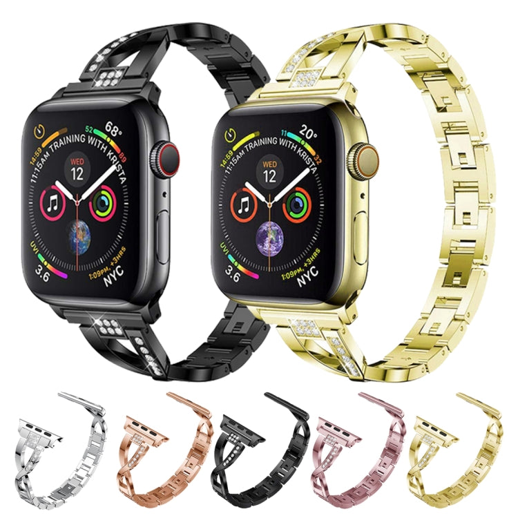 Colorful Diamond Stainless Steel Watch Band for Apple Watch Series 7 41mm / 6 & SE & 5 & 4 40mm / 3 & 2 & 1 38mm