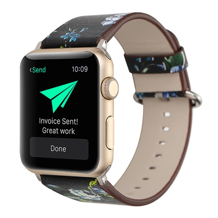 For Apple Watch Ultra 49mm&Watch Ultra 2 49mm / Series 10 46mm / 9&8&7 45mm / SE 3&SE 2&6&SE&5&4 44mm / 3&2&1 42mm Fashion Pastoralism Style Little Floral Pattern Women Watch Leather Watch Band, For 42mm F, For 42mm A, For 42mm B, For 42mm C, For 42mm ...