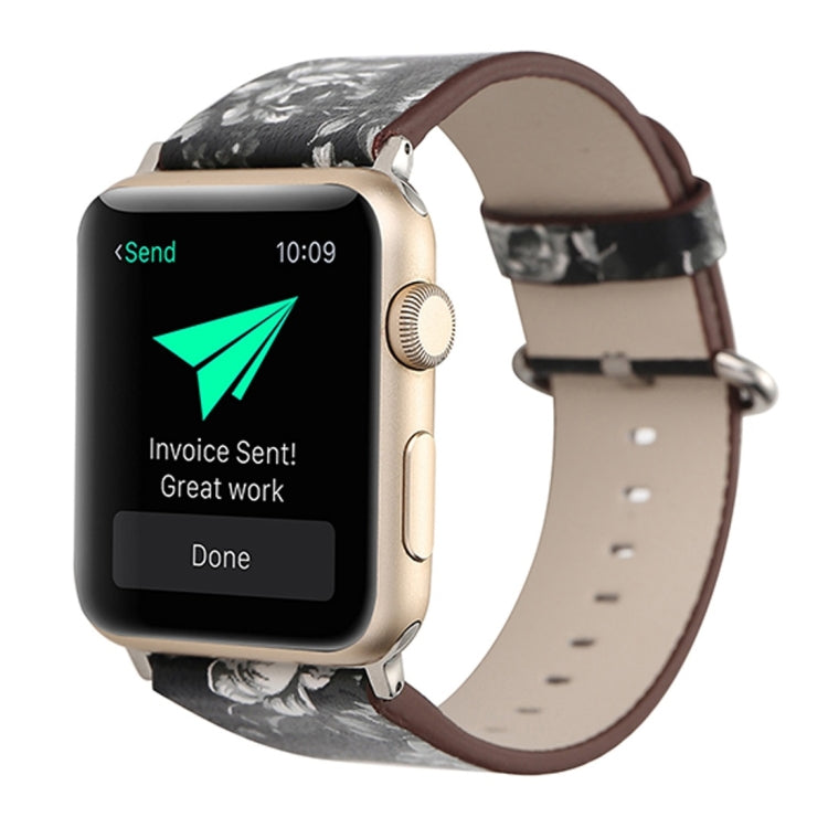For Apple Watch Ultra 49mm&Watch Ultra 2 49mm / Series 10 46mm / 9&8&7 45mm / SE 3&SE 2&6&SE&5&4 44mm / 3&2&1 42mm Fashion Pastoralism Style Little Floral Pattern Women Watch Leather Watch Band, For 42mm F, For 42mm A, For 42mm B, For 42mm C, For 42mm ...