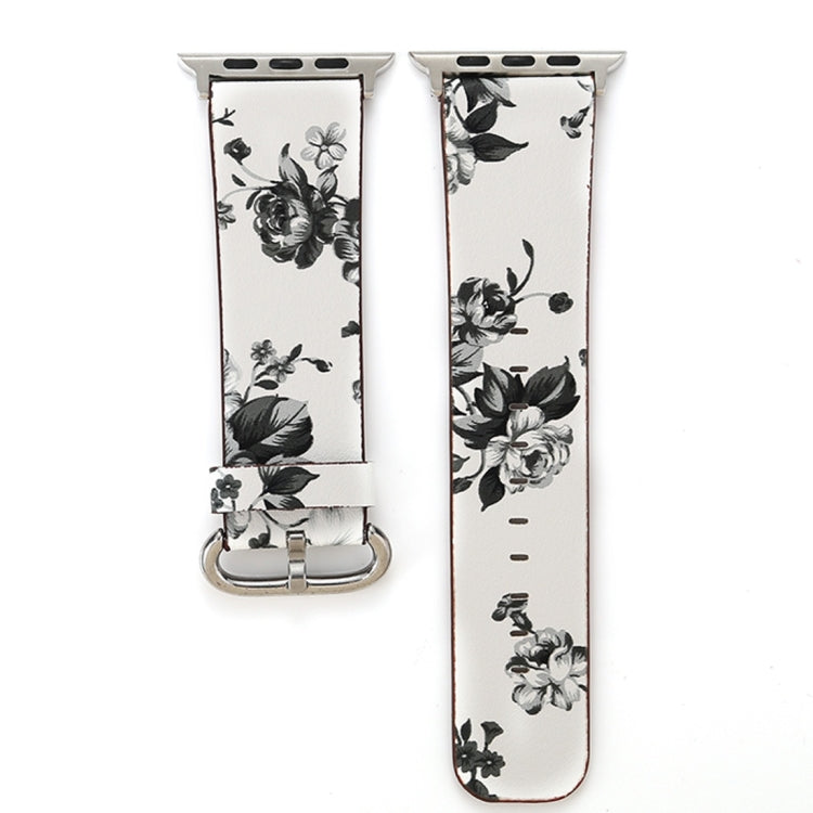 For Apple Watch Ultra 49mm&Watch Ultra 2 49mm / Series 10 46mm / 9&8&7 45mm / SE 3&SE 2&6&SE&5&4 44mm / 3&2&1 42mm Fashion Pastoralism Style Little Floral Pattern Women Watch Leather Watch Band, For 42mm F, For 42mm A, For 42mm B, For 42mm C, For 42mm ...
