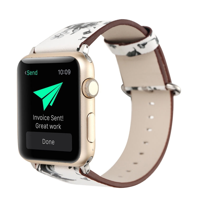 For Apple Watch Ultra 49mm&Watch Ultra 2 49mm / Series 10 46mm / 9&8&7 45mm / SE 3&SE 2&6&SE&5&4 44mm / 3&2&1 42mm Fashion Pastoralism Style Little Floral Pattern Women Watch Leather Watch Band, For 42mm F, For 42mm A, For 42mm B, For 42mm C, For 42mm ...