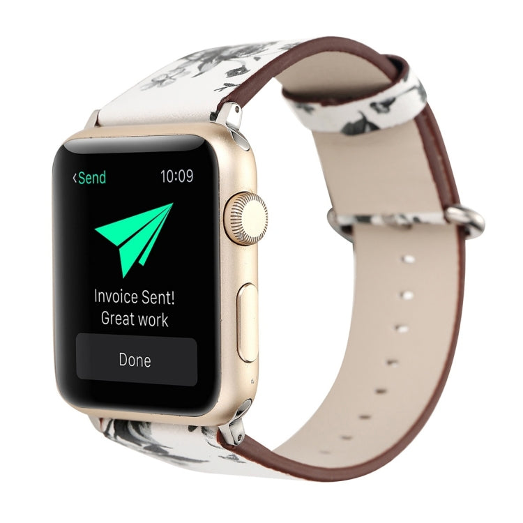 For Apple Watch Ultra 49mm&Watch Ultra 2 49mm / Series 10 46mm / 9&8&7 45mm / SE 3&SE 2&6&SE&5&4 44mm / 3&2&1 42mm Fashion Pastoralism Style Little Floral Pattern Women Watch Leather Watch Band, For 42mm F, For 42mm A, For 42mm B, For 42mm C, For 42mm ...