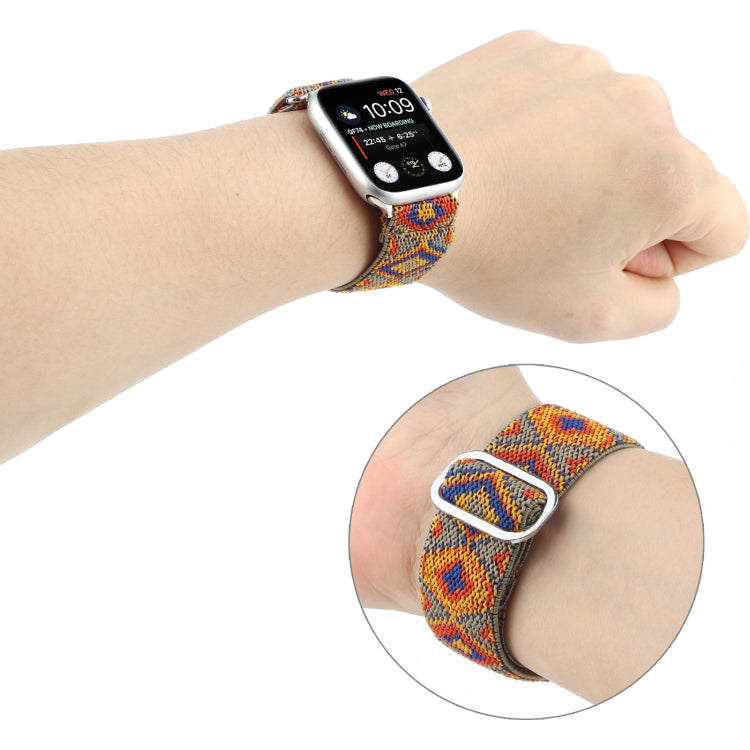 Metal Japanese Buckle Elastic Nylon Replacement Watchbands, For Apple Watch Series 7 45mm / 6 & SE & 5 & 4 44mm / 3 & 2 & 1 42mm, For Apple Watch Series 8&7 41mm / SE 2&6&SE&5&4 40mm / 3&2&1 38mm                                                         ...