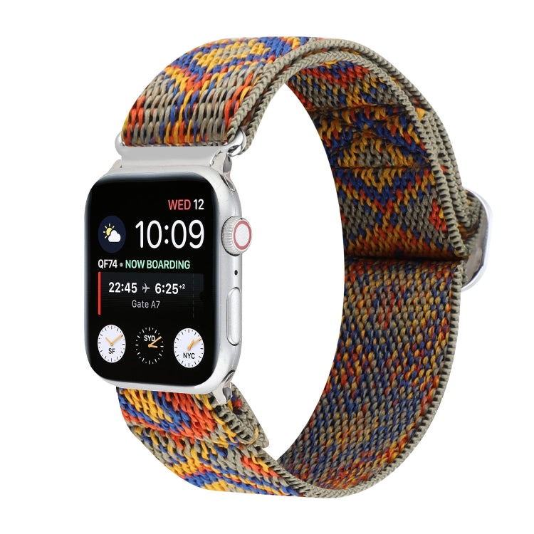 Metal Japanese Buckle Elastic Nylon Replacement Watchbands, For Apple Watch Series 7 45mm / 6 & SE & 5 & 4 44mm / 3 & 2 & 1 42mm, For Apple Watch Series 8&7 41mm / SE 2&6&SE&5&4 40mm / 3&2&1 38mm                                                         ...