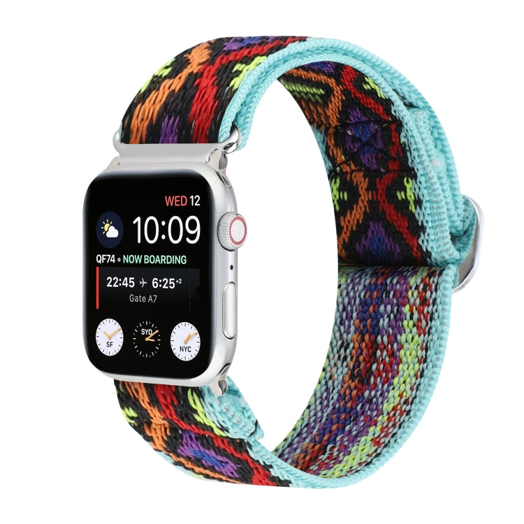Metal Japanese Buckle Elastic Nylon Replacement Watchbands, For Apple Watch Series 7 45mm / 6 & SE & 5 & 4 44mm / 3 & 2 & 1 42mm, For Apple Watch Series 8&7 41mm / SE 2&6&SE&5&4 40mm / 3&2&1 38mm                                                         ...
