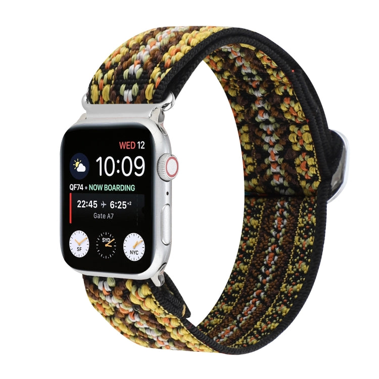 Metal Japanese Buckle Elastic Nylon Replacement Watchbands, For Apple Watch Series 7 45mm / 6 & SE & 5 & 4 44mm / 3 & 2 & 1 42mm, For Apple Watch Series 8&7 41mm / SE 2&6&SE&5&4 40mm / 3&2&1 38mm                                                         ...