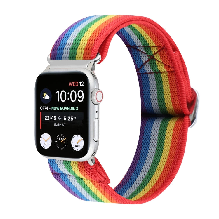 Metal Japanese Buckle Elastic Nylon Replacement Watchbands, For Apple Watch Series 7 45mm / 6 & SE & 5 & 4 44mm / 3 & 2 & 1 42mm, For Apple Watch Series 8&7 41mm / SE 2&6&SE&5&4 40mm / 3&2&1 38mm                                                         ...