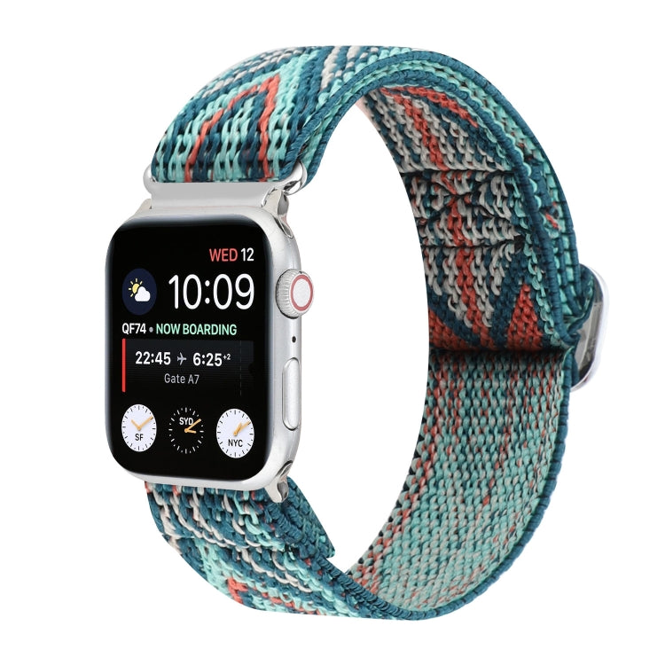 Metal Japanese Buckle Elastic Nylon Replacement Watchbands, For Apple Watch Series 7 45mm / 6 & SE & 5 & 4 44mm / 3 & 2 & 1 42mm, For Apple Watch Series 8&7 41mm / SE 2&6&SE&5&4 40mm / 3&2&1 38mm                                                         ...