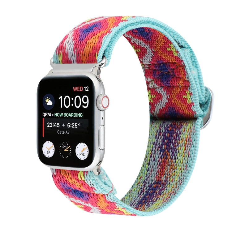 Metal Japanese Buckle Elastic Nylon Replacement Watchbands, For Apple Watch Series 7 45mm / 6 & SE & 5 & 4 44mm / 3 & 2 & 1 42mm, For Apple Watch Series 8&7 41mm / SE 2&6&SE&5&4 40mm / 3&2&1 38mm                                                         ...