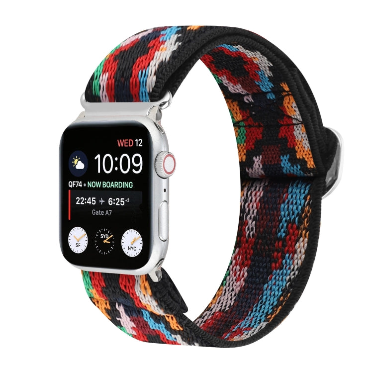 Metal Japanese Buckle Elastic Nylon Replacement Watchbands, For Apple Watch Series 7 45mm / 6 & SE & 5 & 4 44mm / 3 & 2 & 1 42mm, For Apple Watch Series 8&7 41mm / SE 2&6&SE&5&4 40mm / 3&2&1 38mm                                                         ...
