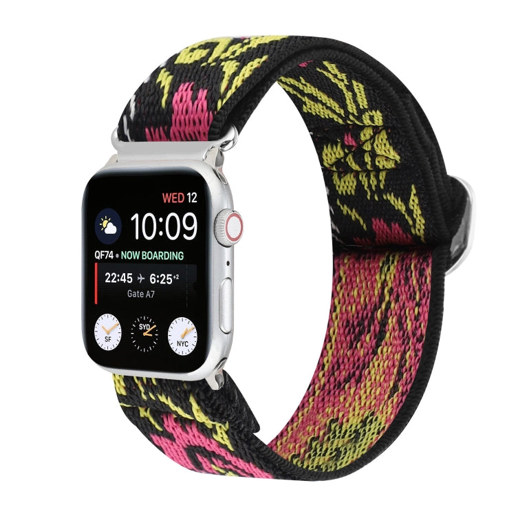 Metal Japanese Buckle Elastic Nylon Replacement Watchbands, For Apple Watch Series 7 45mm / 6 & SE & 5 & 4 44mm / 3 & 2 & 1 42mm, For Apple Watch Series 8&7 41mm / SE 2&6&SE&5&4 40mm / 3&2&1 38mm                                                         ...