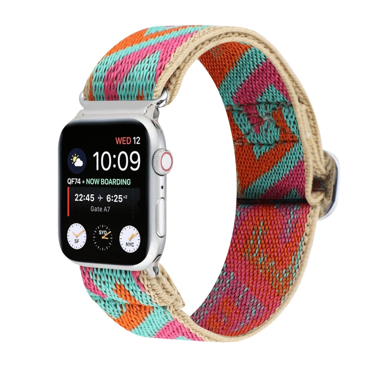 Metal Japanese Buckle Elastic Nylon Replacement Watchbands, For Apple Watch Series 7 45mm / 6 & SE & 5 & 4 44mm / 3 & 2 & 1 42mm, For Apple Watch Series 8&7 41mm / SE 2&6&SE&5&4 40mm / 3&2&1 38mm                                                         ...