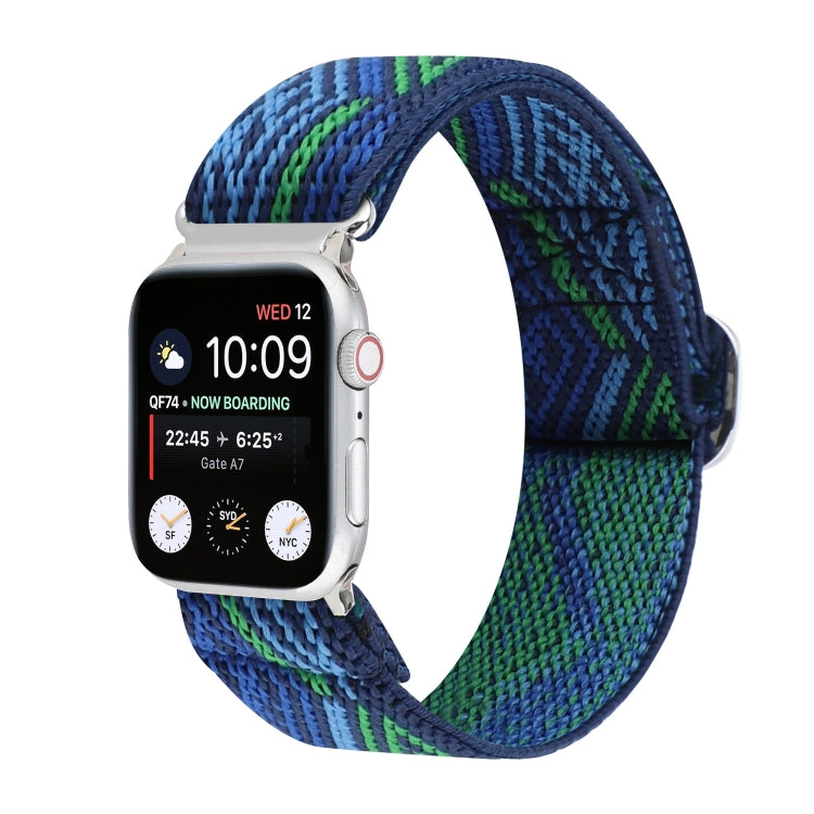 Metal Japanese Buckle Elastic Nylon Replacement Watchbands, For Apple Watch Series 7 45mm / 6 & SE & 5 & 4 44mm / 3 & 2 & 1 42mm, For Apple Watch Series 8&7 41mm / SE 2&6&SE&5&4 40mm / 3&2&1 38mm                                                         ...