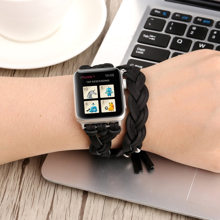 Hand-woven Leather Watchband For Apple Watch Series 6 & SE & 5 & 4 44mm / 3 & 2 & 1 42mm