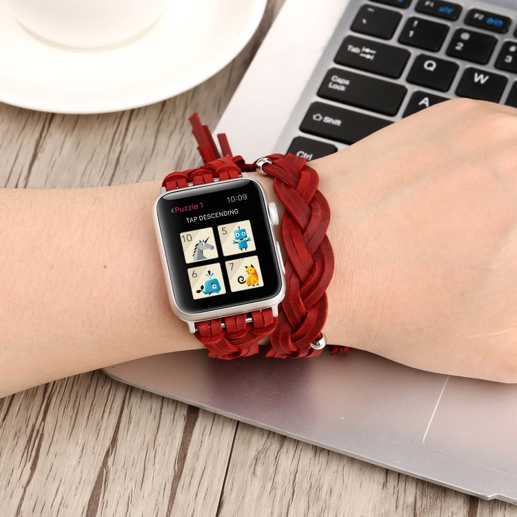 Hand-woven Leather Watchband For Apple Watch Series 6 & SE & 5 & 4 44mm / 3 & 2 & 1 42mm