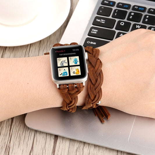 Hand-woven Leather Watchband For Apple Watch Series 6 & SE & 5 & 4 44mm / 3 & 2 & 1 42mm