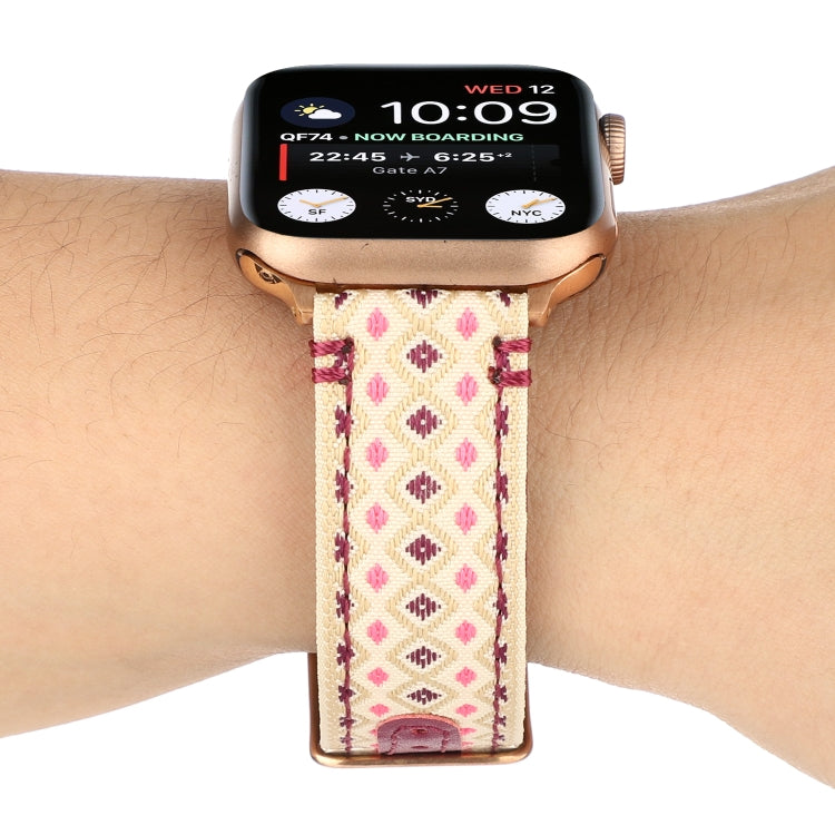 Ethnic Leather Watchband For Apple Watch Series 6 & SE & 5 & 4 40mm / 3 & 2 & 1 38mm, For Apple Watch Series 7 41mm / 6 & SE & 5 & 4 40mm / 3 & 2 & 1 38mm
