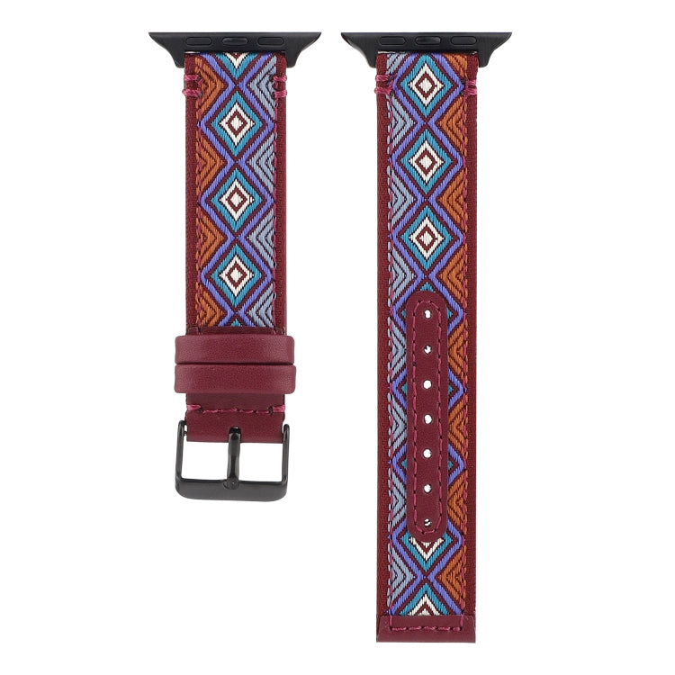 Ethnic Leather Watchband For Apple Watch Series 6 & SE & 5 & 4 40mm / 3 & 2 & 1 38mm, For Apple Watch Series 7 41mm / 6 & SE & 5 & 4 40mm / 3 & 2 & 1 38mm