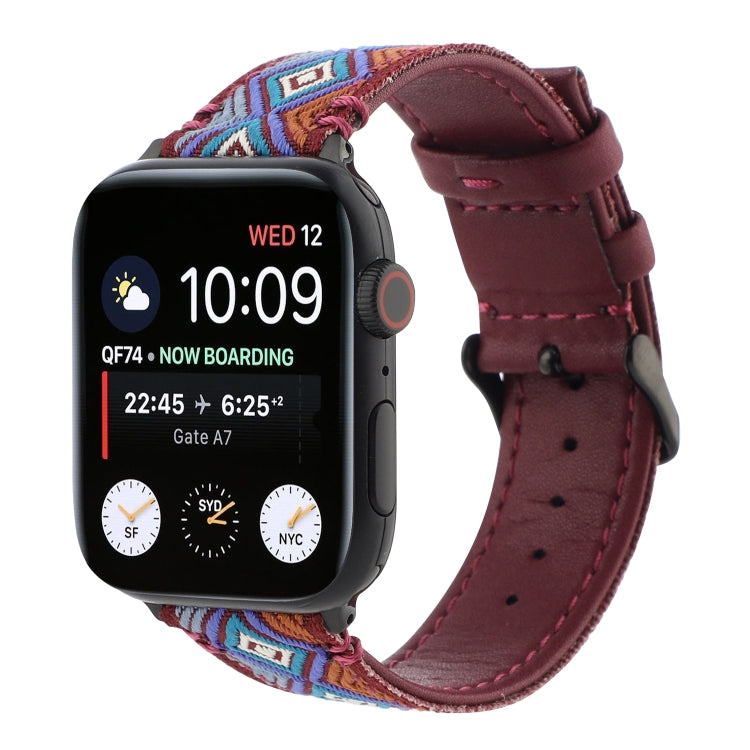 Ethnic Leather Watchband For Apple Watch Series 6 & SE & 5 & 4 40mm / 3 & 2 & 1 38mm, For Apple Watch Series 7 41mm / 6 & SE & 5 & 4 40mm / 3 & 2 & 1 38mm