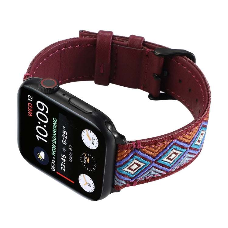 Ethnic Leather Watchband For Apple Watch Series 6 & SE & 5 & 4 40mm / 3 & 2 & 1 38mm, For Apple Watch Series 7 41mm / 6 & SE & 5 & 4 40mm / 3 & 2 & 1 38mm