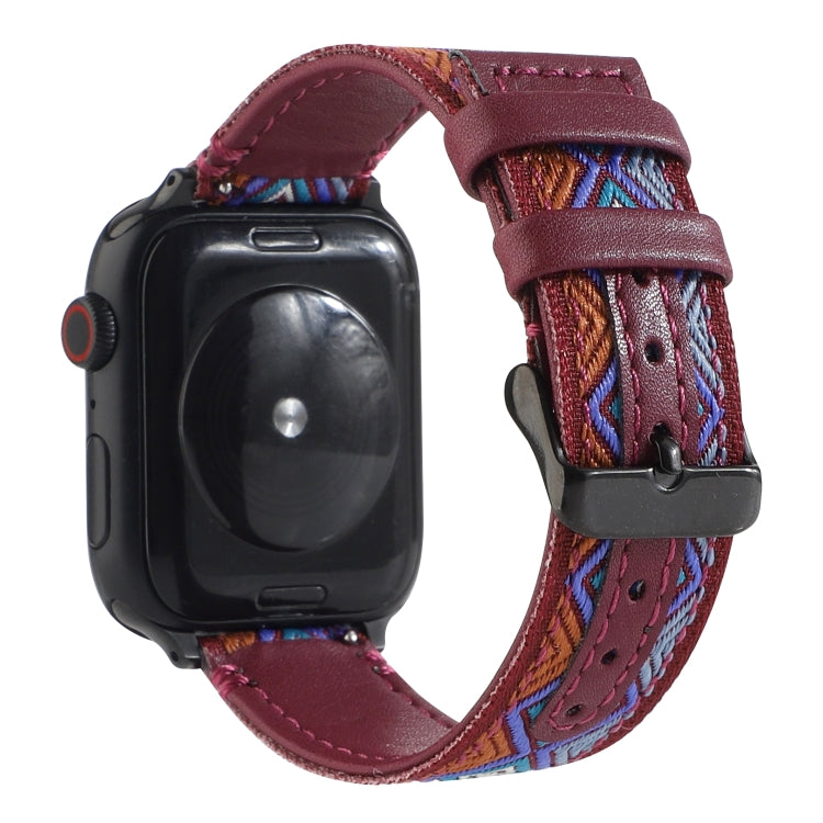 Ethnic Leather Watchband For Apple Watch Series 6 & SE & 5 & 4 40mm / 3 & 2 & 1 38mm, For Apple Watch Series 7 41mm / 6 & SE & 5 & 4 40mm / 3 & 2 & 1 38mm