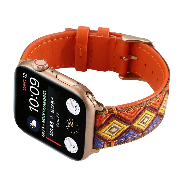 Ethnic Leather Watchband For Apple Watch Series 6 & SE & 5 & 4 44mm / 3 & 2 & 1 42mm, For Apple Watch Series 7 45mm / 6 & SE & 5 & 4 44mm / 3 & 2 & 1 42mm