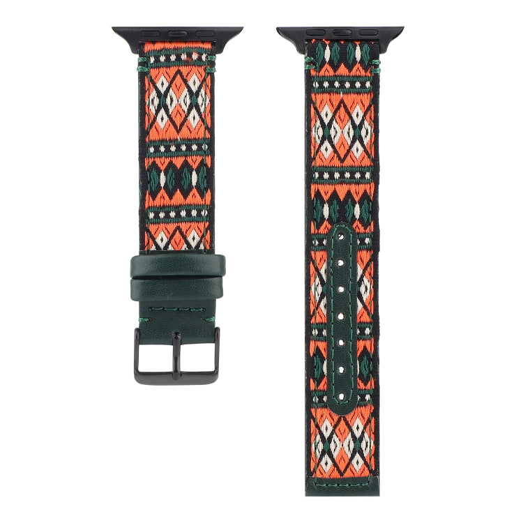 Ethnic Leather Watchband For Apple Watch Series 6 & SE & 5 & 4 44mm / 3 & 2 & 1 42mm, For Apple Watch Series 7 45mm / 6 & SE & 5 & 4 44mm / 3 & 2 & 1 42mm