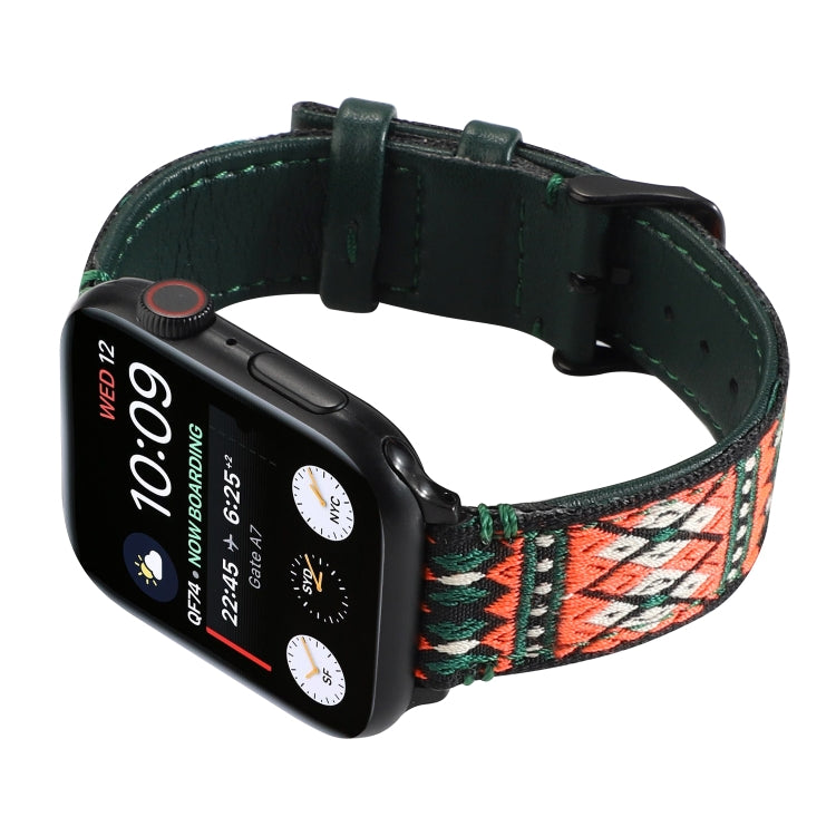 Ethnic Leather Watchband For Apple Watch Series 6 & SE & 5 & 4 44mm / 3 & 2 & 1 42mm, For Apple Watch Series 7 45mm / 6 & SE & 5 & 4 44mm / 3 & 2 & 1 42mm