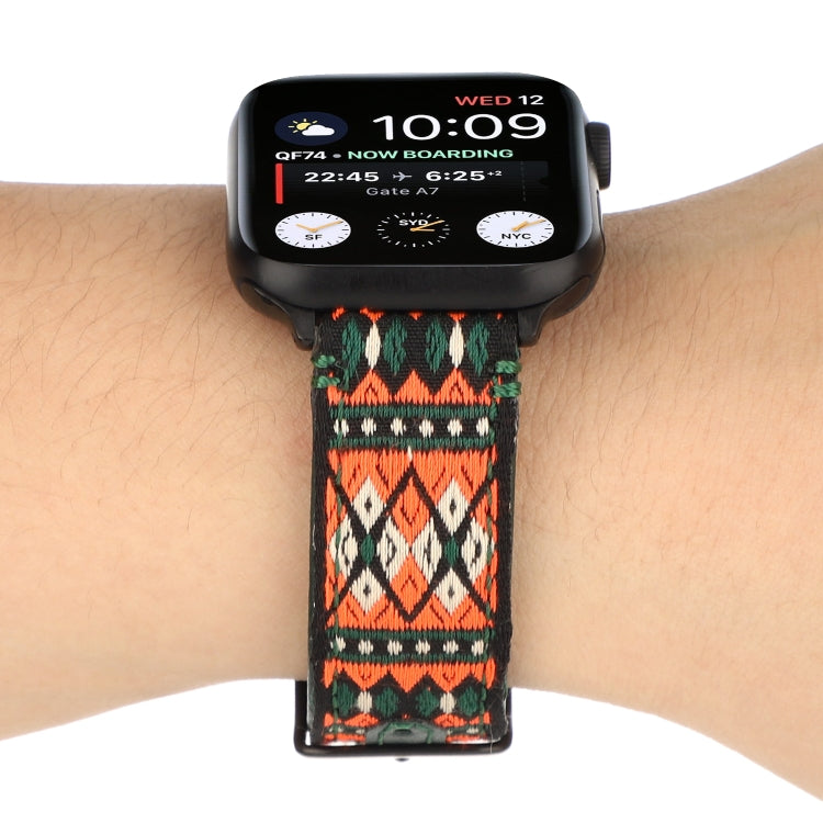 Ethnic Leather Watchband For Apple Watch Series 6 & SE & 5 & 4 44mm / 3 & 2 & 1 42mm, For Apple Watch Series 7 45mm / 6 & SE & 5 & 4 44mm / 3 & 2 & 1 42mm