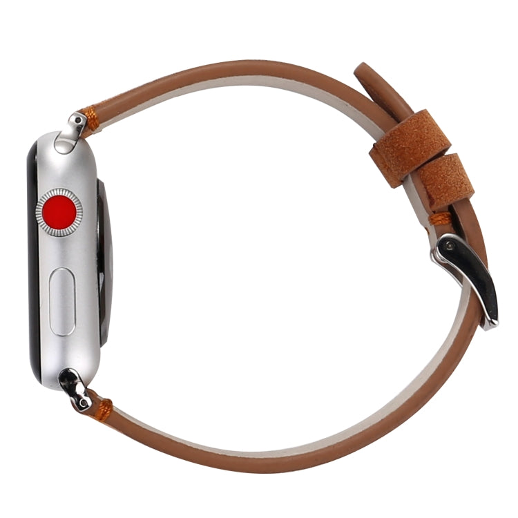 Frosted Genuine Leather Watchband For Apple Watch Series 6 & SE & 5 & 4 44mm / 3 & 2 & 1 42mm, For Apple Watch Series 7 45mm / 6 & SE & 5 & 4 44mm / 3 & 2 & 1 42mm