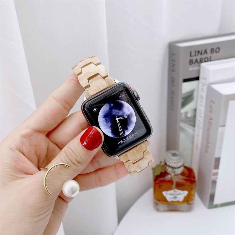 Wooden Bead Woven Watchband For Apple Watch Series 6 & SE & 5 & 4 40mm / 3 & 2 & 1 38mm