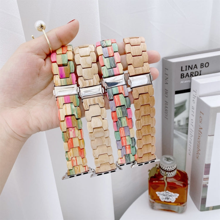 Wooden Bead Woven Watchband For Apple Watch Series 6 & SE & 5 & 4 40mm / 3 & 2 & 1 38mm