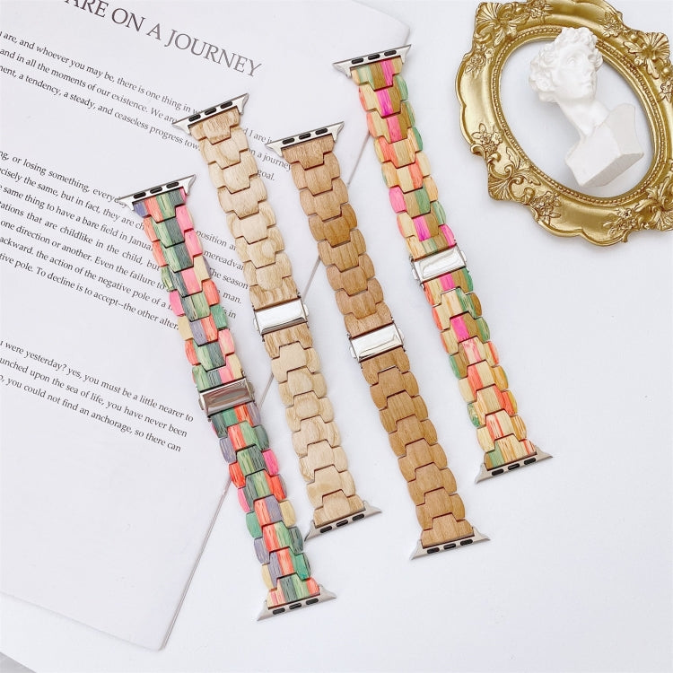 Wooden Bead Woven Watchband For Apple Watch Series 6 & SE & 5 & 4 40mm / 3 & 2 & 1 38mm