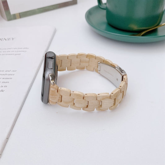 Wooden Bead Woven Watchband For Apple Watch Series 6 & SE & 5 & 4 40mm / 3 & 2 & 1 38mm