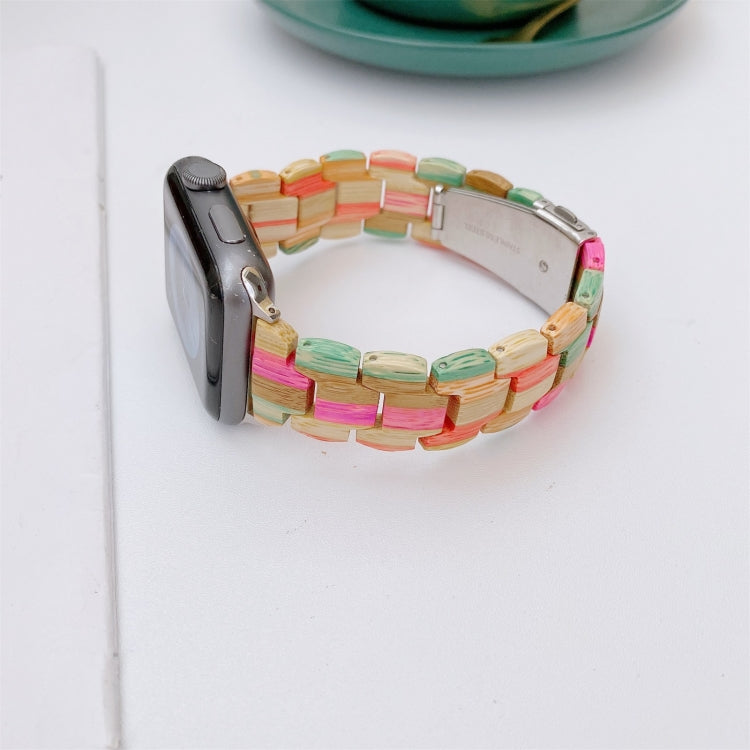 Wooden Bead Woven Watchband For Apple Watch Series 6 & SE & 5 & 4 40mm / 3 & 2 & 1 38mm